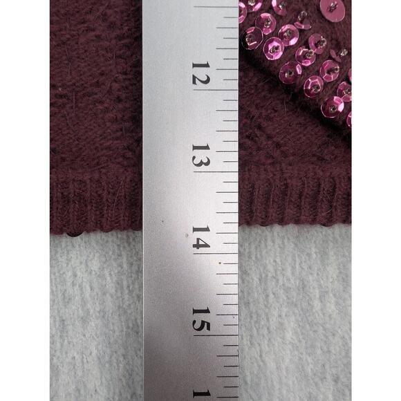 Nanette Lepore Sweater Womens Medium Purple Sequin Angora Lambswool Bolero Shrug - Picture 14 of 16